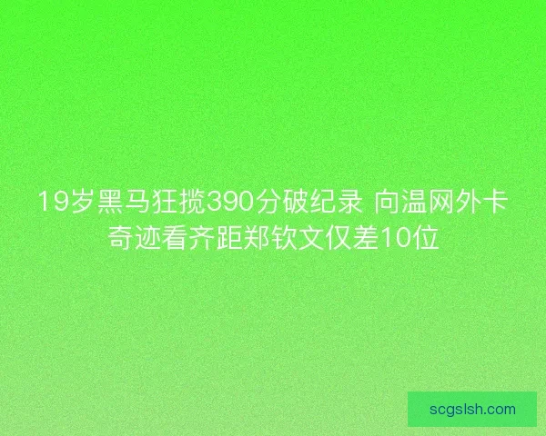 19岁黑马狂揽390分破纪录 向温网外卡奇迹看齐距郑钦文仅差10位