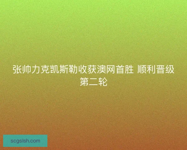 张帅力克凯斯勒收获澳网首胜 顺利晋级第二轮